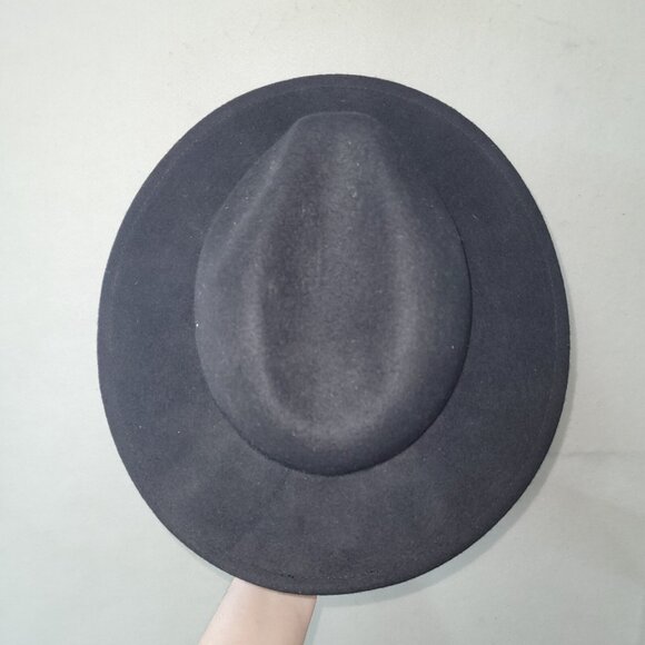 Free People Hat Womens OS Black Wool Goldfinger Western Felt Wide‎ Brim Hat - Picture 1 of 12